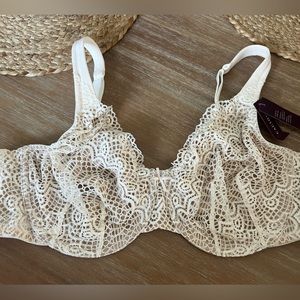 Cacique Lane Bryant Full Coverage White Lace Bra - 44C